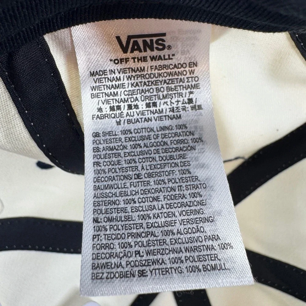 Vans Snapback Hat‎ Cream Navy Blue Embroidered Logo Property of Low